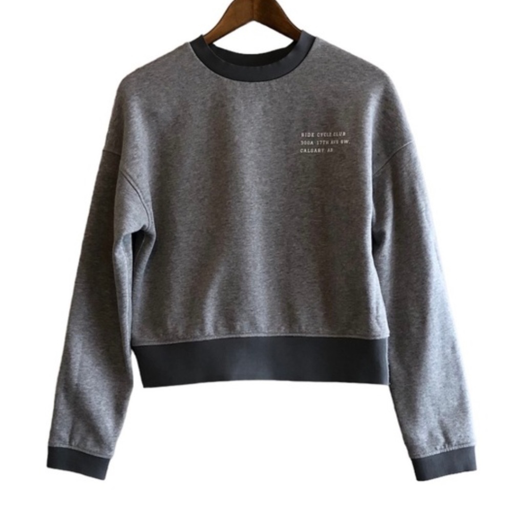 Ride Cycle Club Calgary Soft Comfy Cropped Long Sleeve Sweatshirt Crop Top Grey